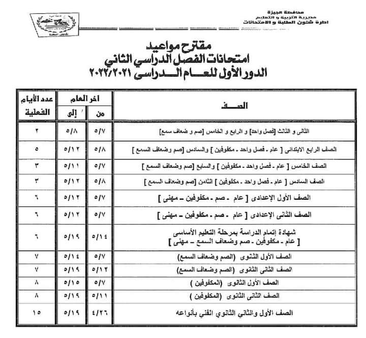 امتحانات الدور الثاني