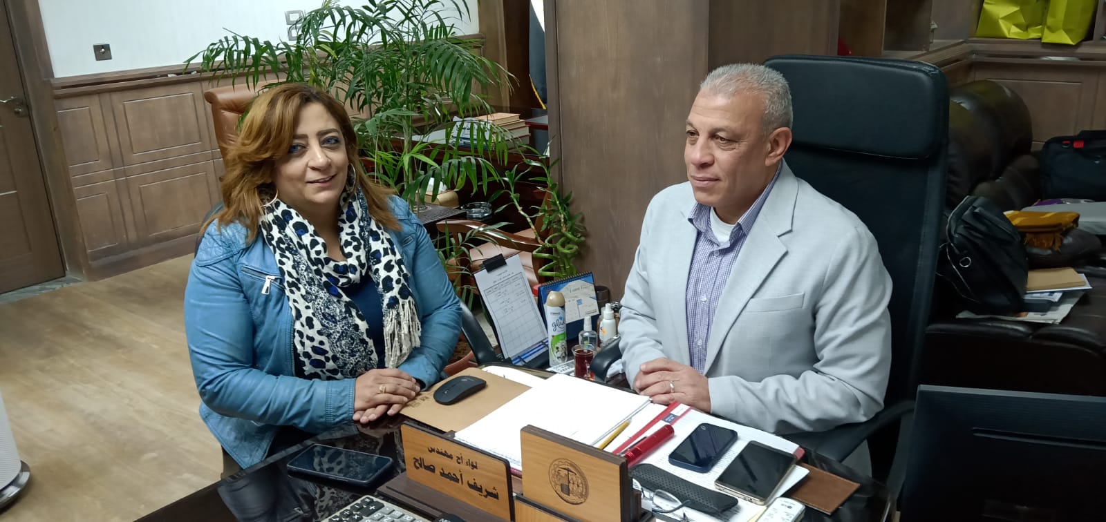اللواء شرسف صالح والزميلة هبه مصطفى